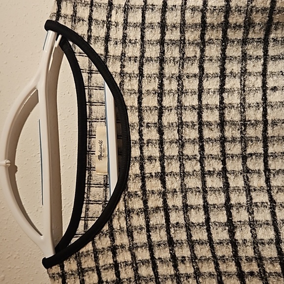 Wool Madewell high low short sleeve buffalo  check top sz.M - Picture 3 of 7